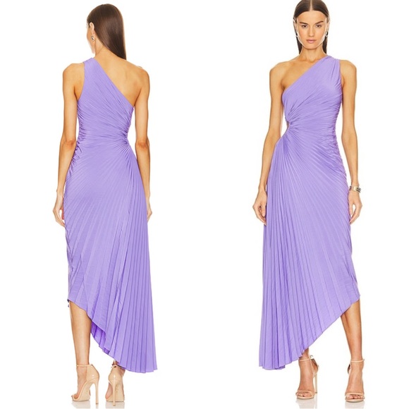 A.L.C. Delfina Pleated One Shoulder Gown - Picture 1 of 12